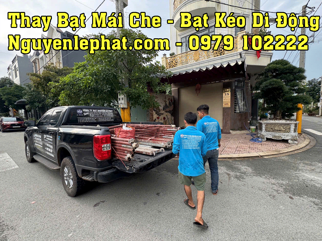 Thay bạt mái che nắng trước nhà Quận 2 Thảo Điền