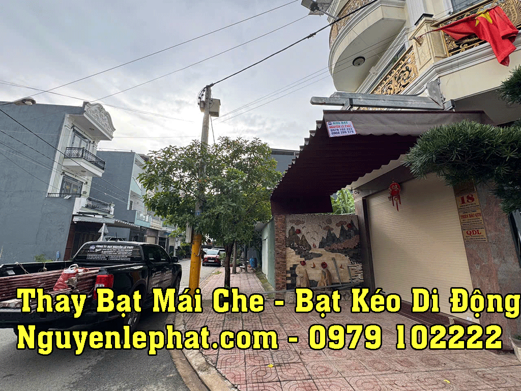 Thay Bạt Kéo Mái Hiên Che Mưa Di Động, Bạt Xếp Lùa Lượn Sóng Tại Dĩ An