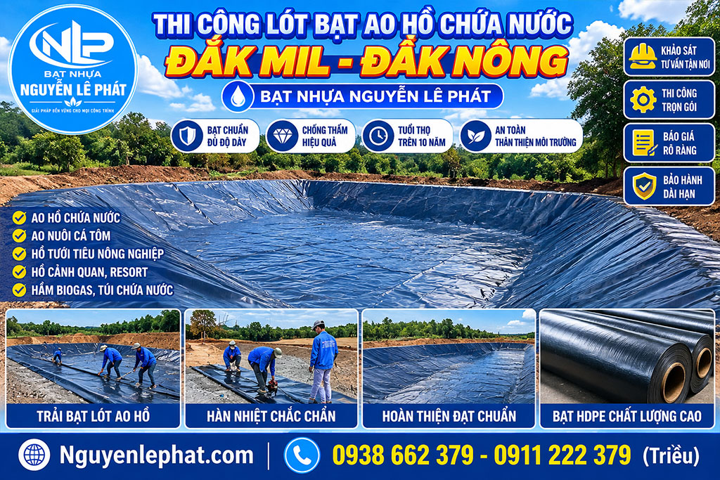 Thi công bạt lót hồ dak mil dak nong Thi công bạt lót hồ dak mil dak nong
