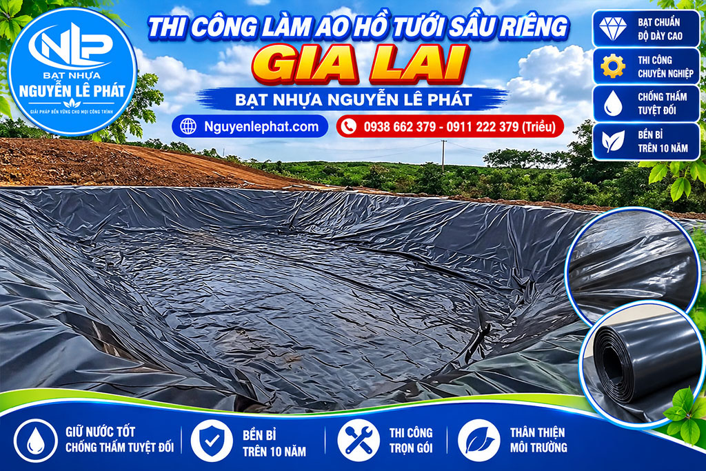 Thi công bạt lót ao hồ Gia Lai