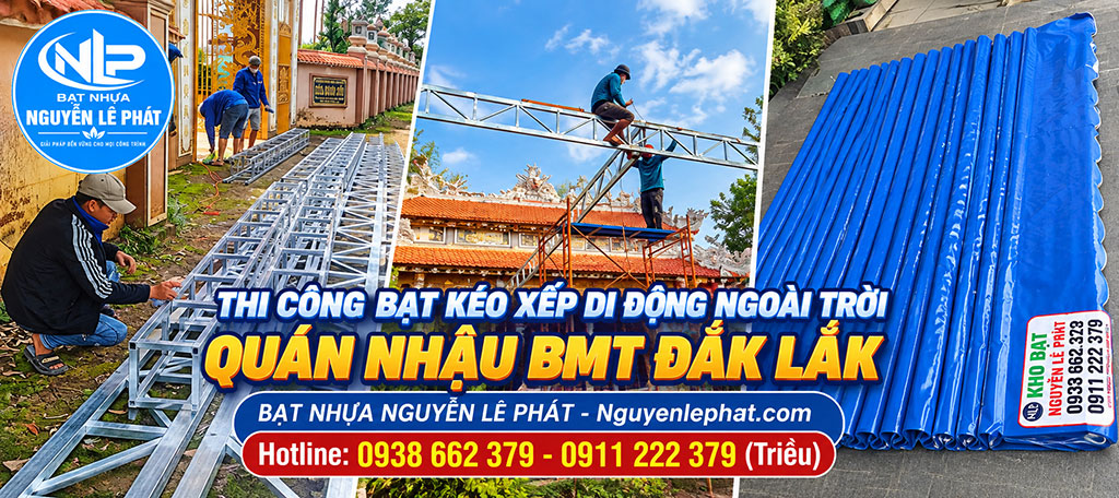 Thay bạt kéo mái che quán nhậu bmt đắk lắk